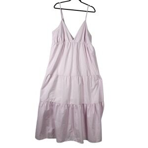 Jodie & Joy Maxi Dress Women's Plus Size 3X Pink White Sleeveless Tiered Beachy
